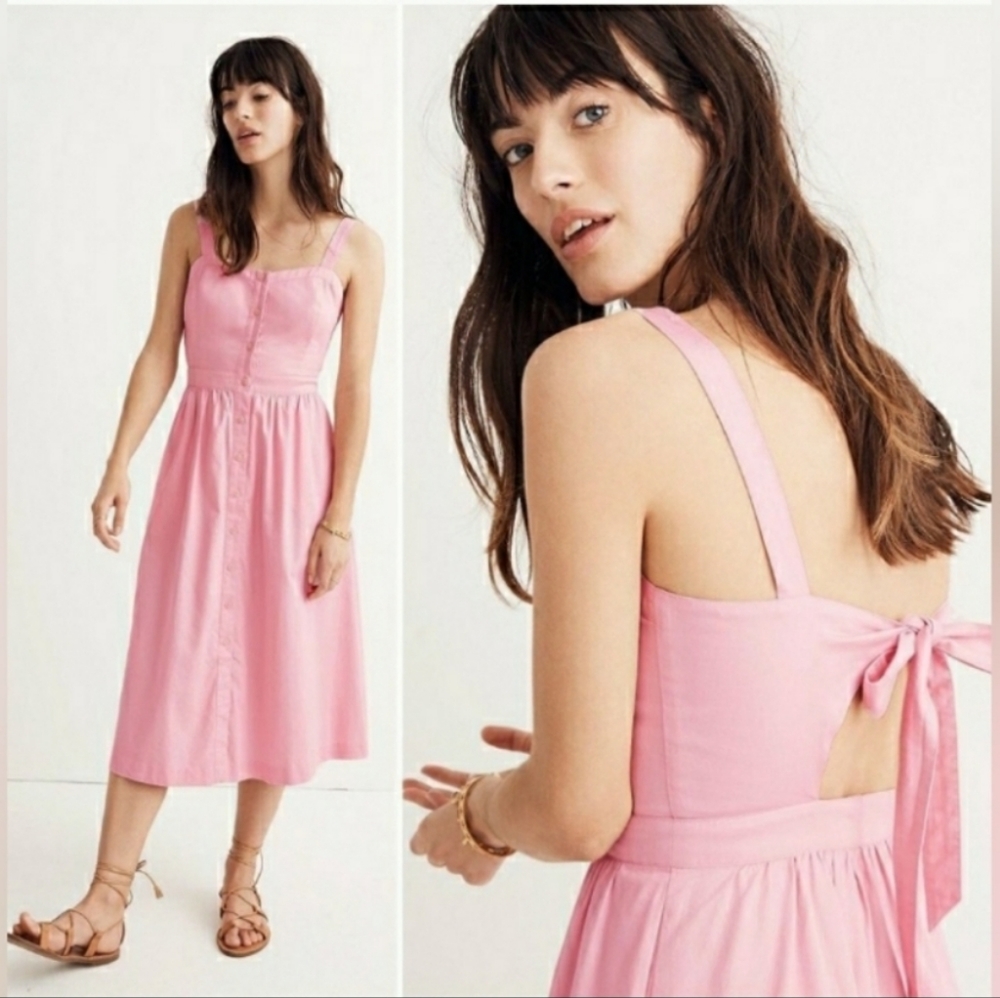 Madewell Blush Pink Bow-Back Midi Dress
